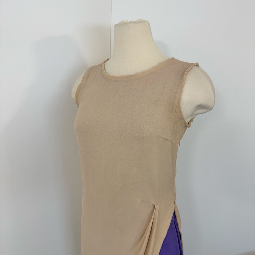 Fendi Silk Sheath Dress Layered Beige/Purple Sleeveless 40 (US XS) - Picture 4 of 12